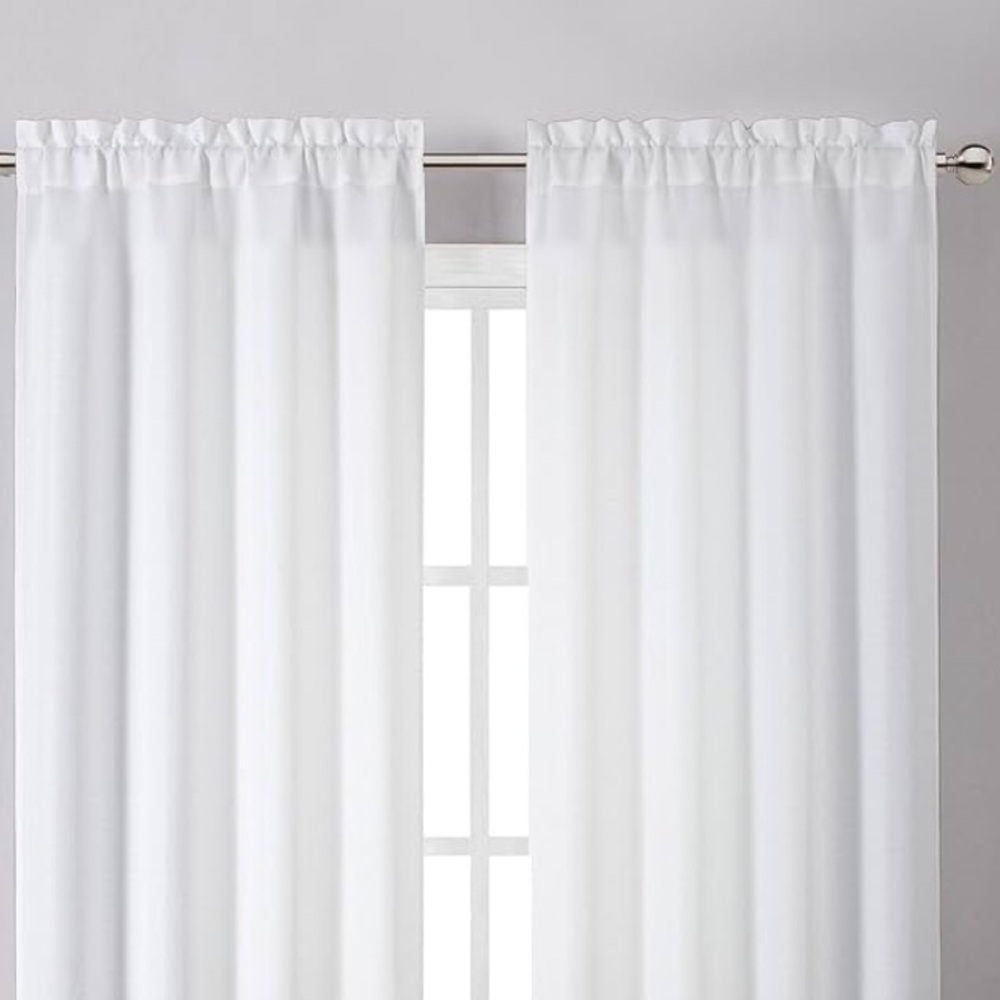 Elegant White Curtain Panels, Set of Two 🦋